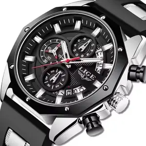 LIGE 8908 Analog Movement Premium Silicone Strap Men's Sports Watch - Variant 4