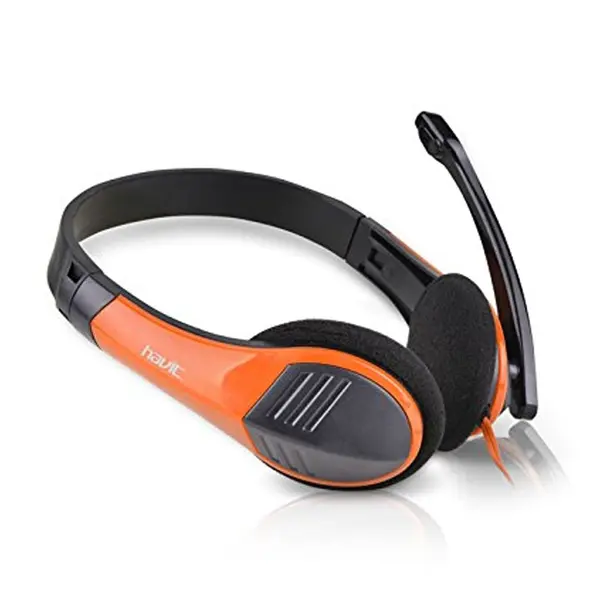 HAVIT HV-H2105D 3.5mm Wired Headphone With Mic – Color: Orange – View 2