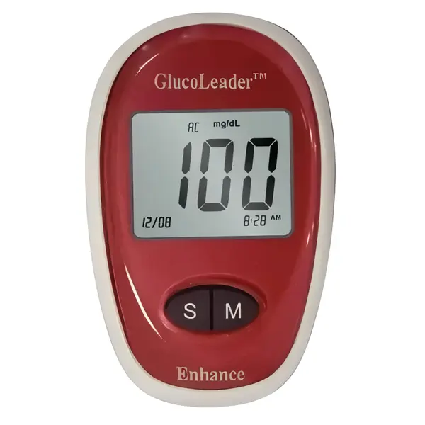 GlucoLeader Enhance Self-Monitoring Blood Glucose System – Color: Red – View 1