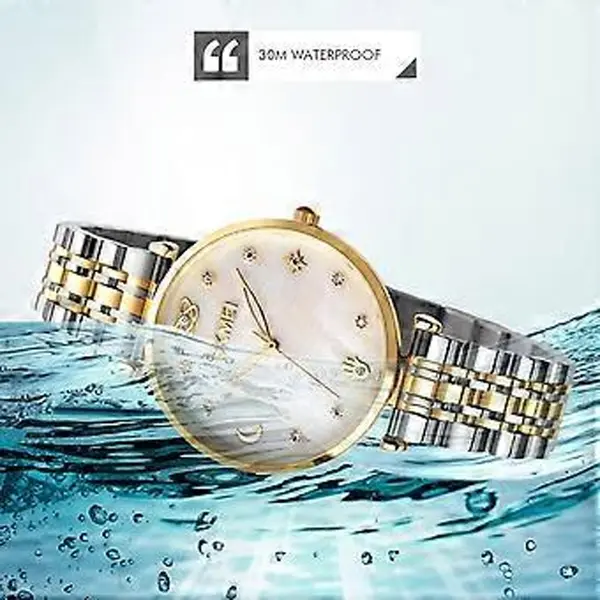 Skmei 1800 Quartz Stainless Steel Women’s Watch – Dial Color: Gold, Strap Color: Gold  – View 3