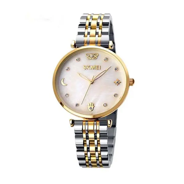 Skmei 1800 Quartz Stainless Steel Women’s Watch – Dial Color: Gold, Strap Color: Gold  – View 1
