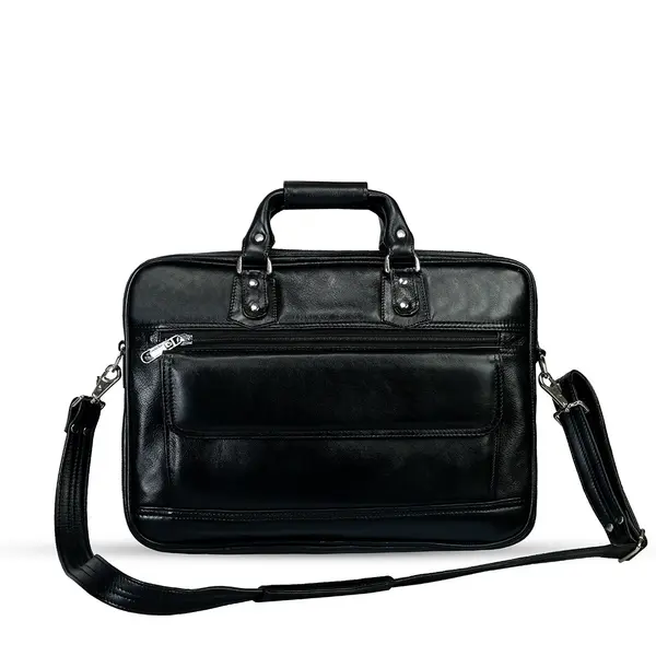 Water Resistant Casual Satchel Office Work Bag – Color: Black – View 2