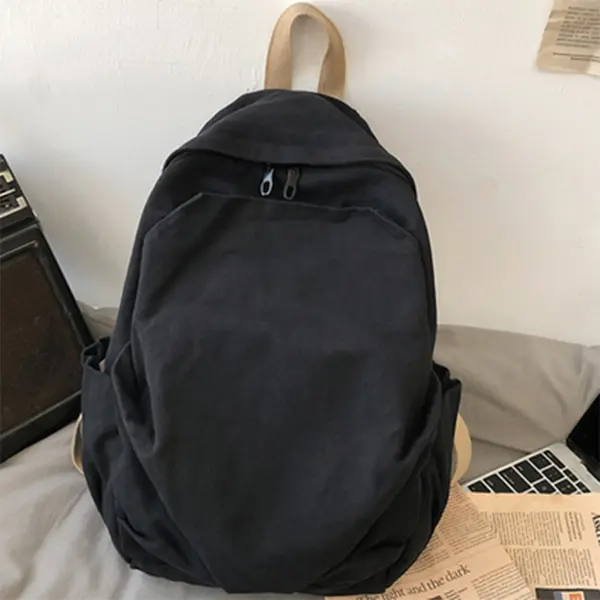 Vintage Style Simple Large Capacity Multicolor Backpack – Color: Black – View 2