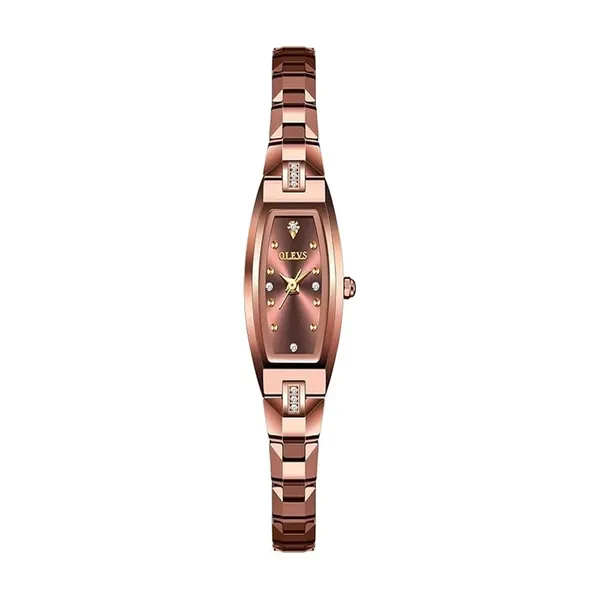 Olevs 5501 Slim Thin Japan Quartz Movement Woman’s Watch – Dial Color: Brown, Strap Color:  Brown  – View 2