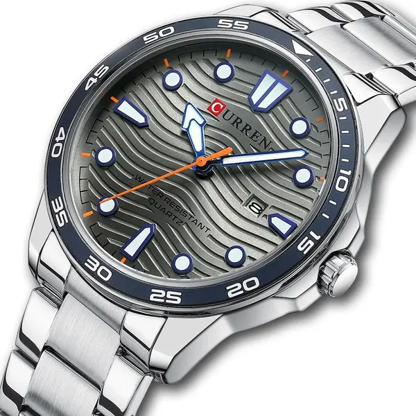 Curren 8426 Stainless Steel Analog Simple Classic Men's Watch – Dial Color: Silver, Strap Color: Silver – View 3