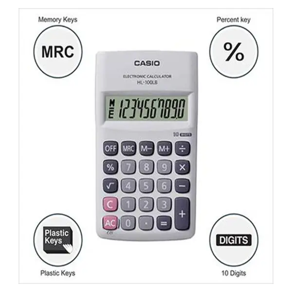 Casio HL100LB Battery Powered Basic Calculator – View 2