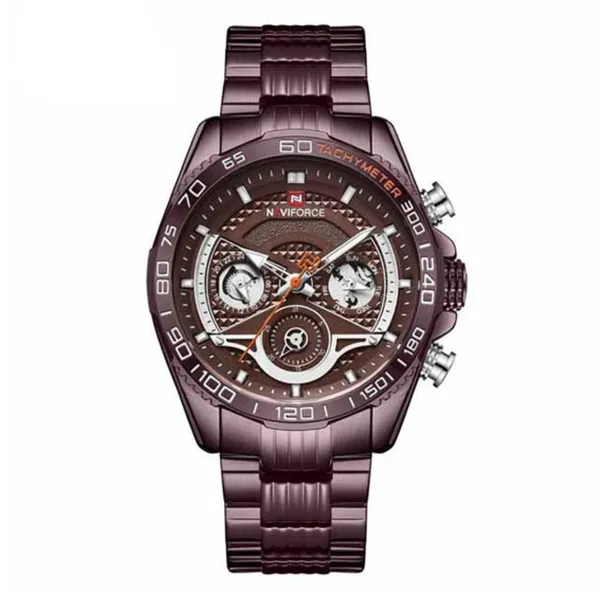 NAVIFORCE NF9185 Stainless Steel Chronograph Men's Watch – Dial Color: Rose, Strap Color: Rose – View 1