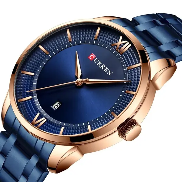 Curren 8356 Luxury Stainless Steel Analog Men's Watch – Dial Color: Blue, Strap Color: Blue – View 2