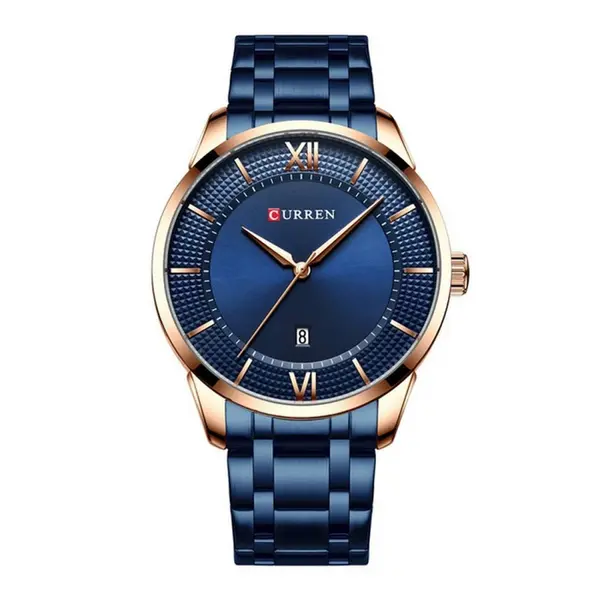 Curren 8356 Luxury Stainless Steel Analog Men's Watch – Dial Color: Blue, Strap Color: Blue – View 1