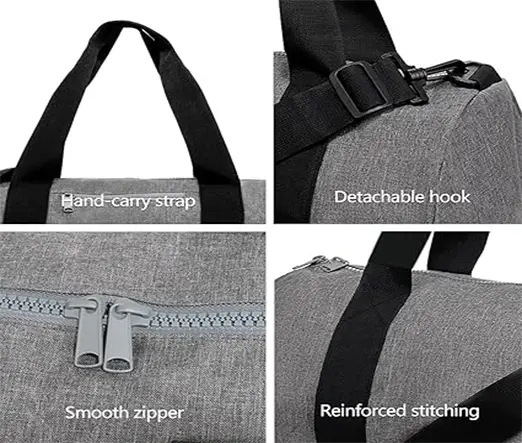 Women Men 12L Fitness Workout Adjustable Detachable Shoulder Strap Lightweight Gym Bag – Color: Gray – View 4