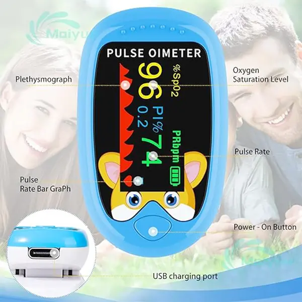 Children Fingertip Pulse Oximeter Blood Oxygen Saturation Monitor – View 3
