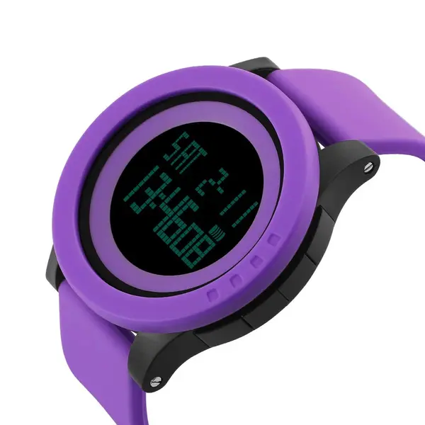 SKMEI 1142 Digital Multifunctional PU Leather Sporty Men's Watch – Dial Color: Black, Strap Color: Purple – View 2