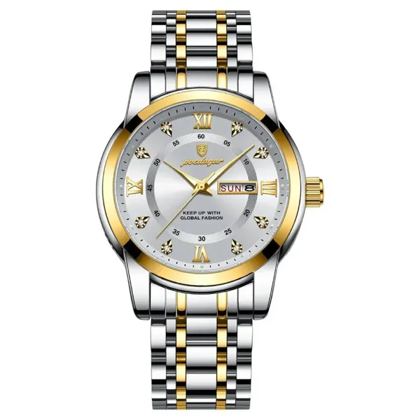 Poedagar 936 Fashion Luminous Quartz Men's Watch – Dial Color: Silver, Strap Color: Silver – View 1