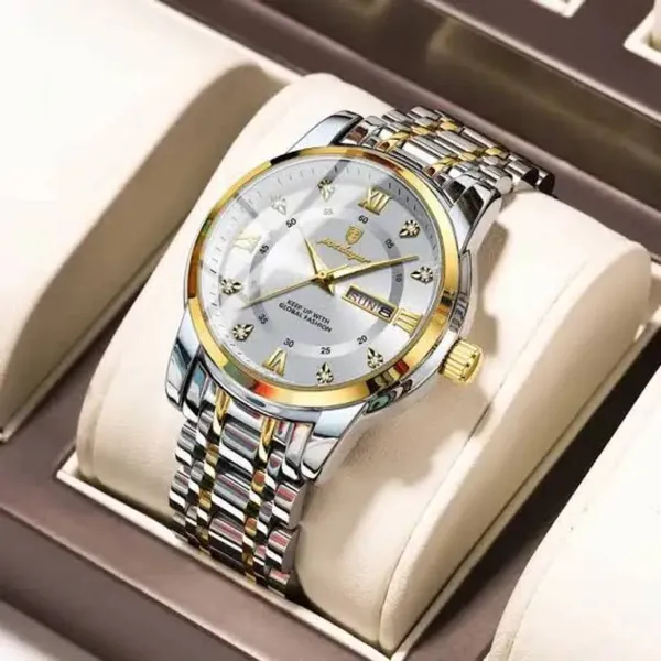 Poedagar 936 Fashion Luminous Quartz Men's Watch – Dial Color: Silver, Strap Color: Silver – View 3