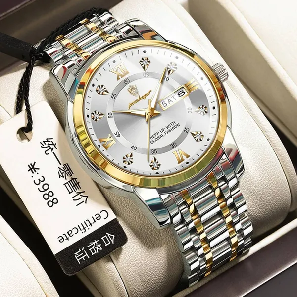 Poedagar 936 Fashion Luminous Quartz Men's Watch – Dial Color: Silver, Strap Color: Silver – View 5