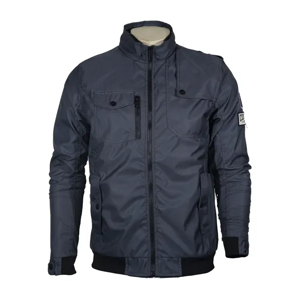 Casual Bomber Jacket Men Outerwear Stand Collar Ash – Color: Black, Size: M – View 2