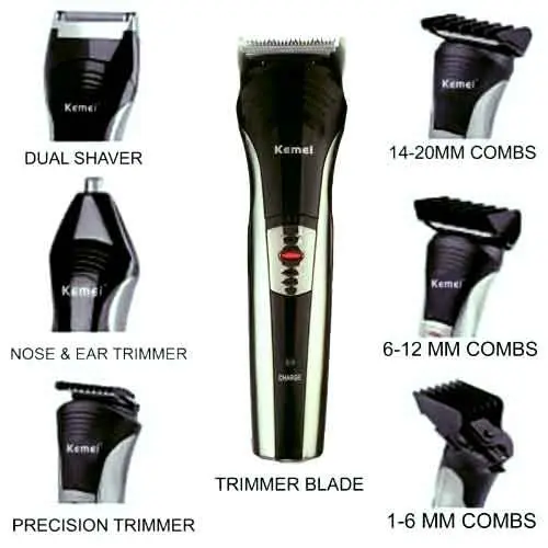 Kemei KM-590A 7 In 1 Multi-Function Stainless Steel Blade Trimmer – View 2