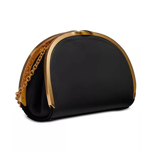 Leather Strap Gold-tone Hardware Magnetic Closure Clutch – View 3