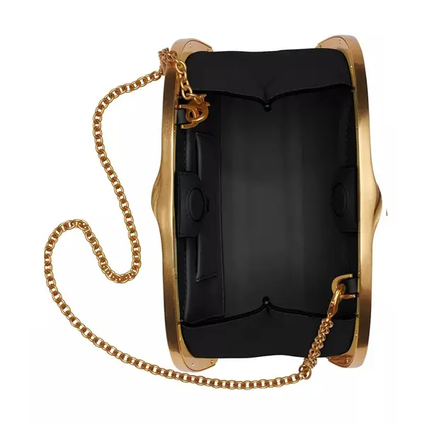 Leather Strap Gold-tone Hardware Magnetic Closure Clutch – View 4