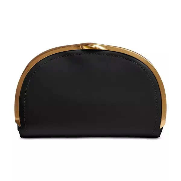 Leather Strap Gold-tone Hardware Magnetic Closure Clutch – View 2