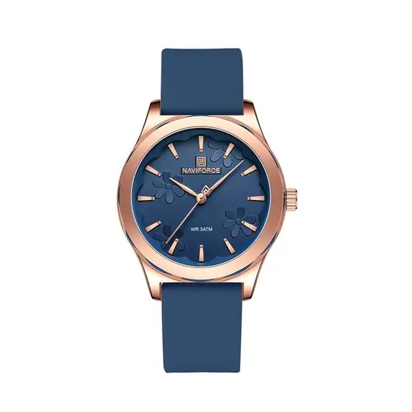 Naviforce NF5051 Comfortable Silicone Quartz Casual Fashion Women's Watch – Dial Color: Blue, Strap Color: Blue – View 1