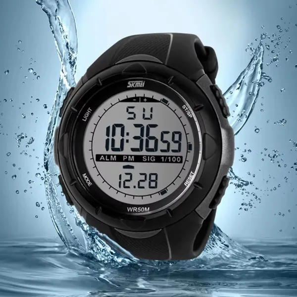 SKMEI 1025 Trend Function Waterproof Sports Men’s Watch – Dial Color: Black, Strap Color: Black – View 4