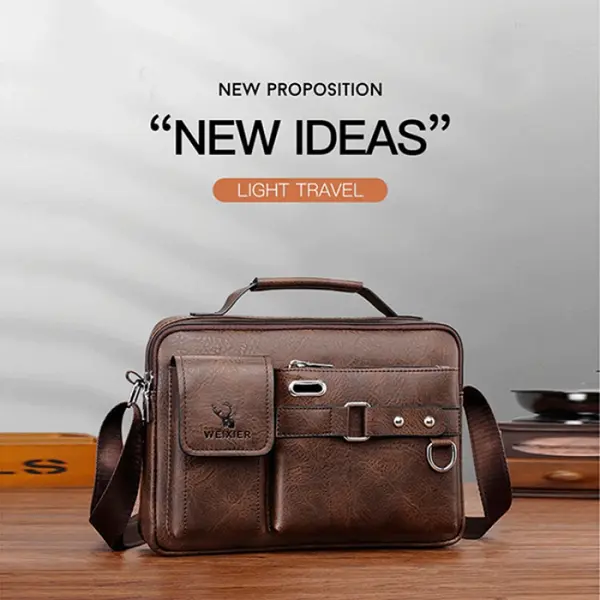 Men's China Artificial Leather Shoulder Office Bag – Color: Gray – View 2