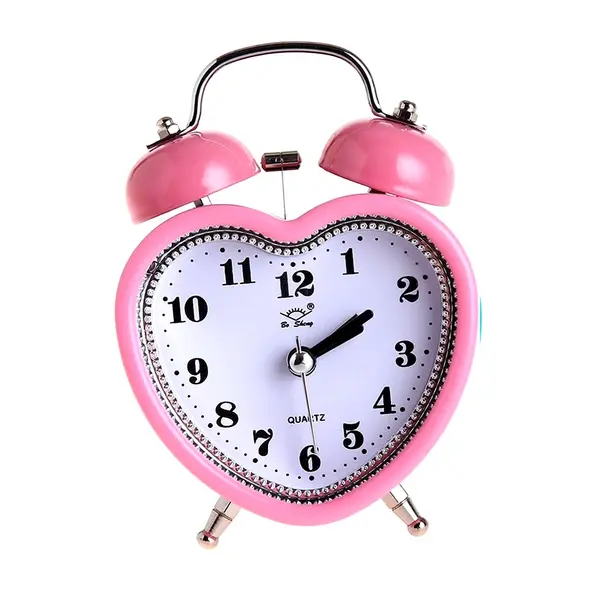 Love Retro Twin Bell Alarm Table Clock Multi Color – Color: Pink – View 1