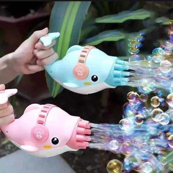 Dolphin 8-Hole Design Compact and Portable Electric Bubble Gun Toy – View 2