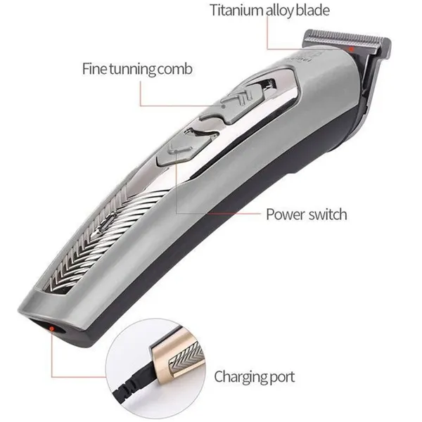 Kemei KM-756 Rechargeable Trimmer and Clipper For Men – Color: Gray – View 2