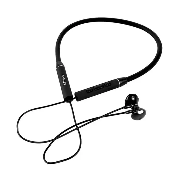 Lenovo QE08 Wireless Magnetic Neckband Earphones – Color: Black – View 2