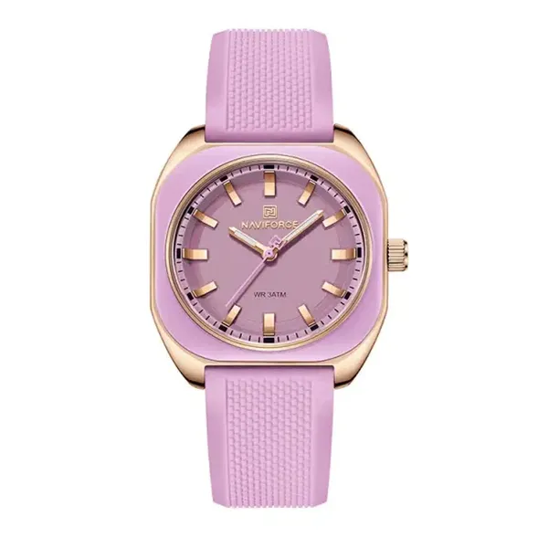 Naviforce 5061 Slim Analog Silicone Strap Casual Men's Watch – Dial Color: Pink, Strap Color: Pink – View 1