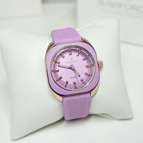 Naviforce 5061 Slim Analog Silicone Strap Casual Men's Watch – Dial Color: Pink, Strap Color: Pink – View 2
