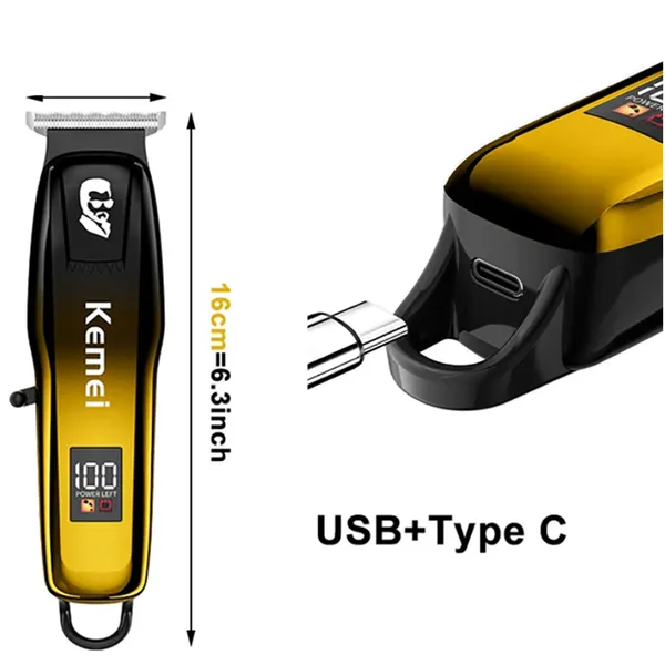 Kemei KM-J03 Professional Hair Clipper and Beard Trimmer for Men – Color: Gold – View 2