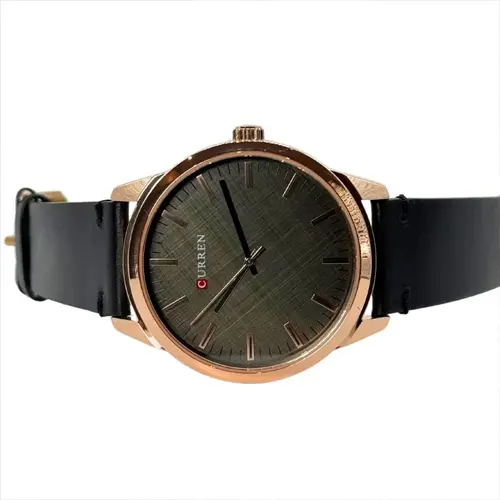Curren 8386 Genuine Leather Strap Quartz Analog Fashion Men’s Watch – Dial Color: Black, Strap Color: Black – View 5