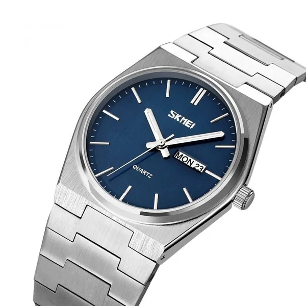 Skmei 9288 Zinc Alloy Luxury Material Men's Watch – Dial Color: Blue, Strap Color: Silver – View 2