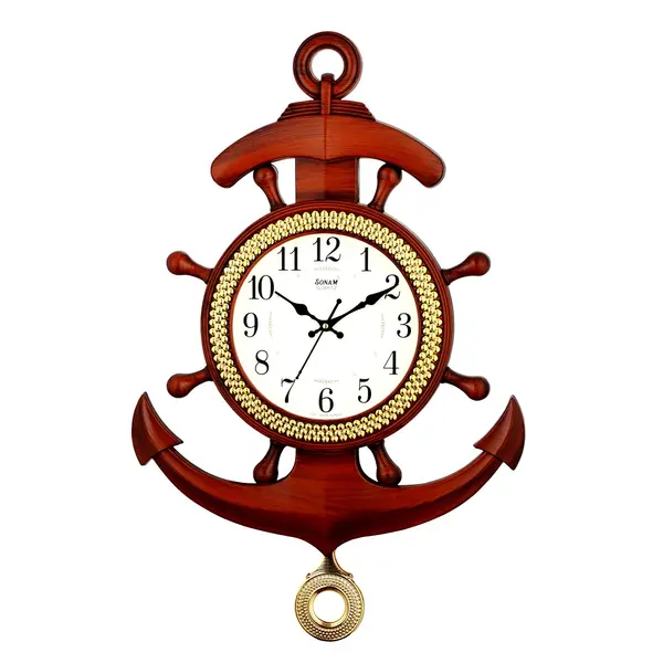 Sonam 6997 Long Lasting Battery Pendulum Wall Clock – Color: Colonial Maple – View 1