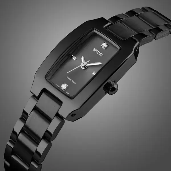 SKMEI 1400 Premium Stainless Steel Analog Luxury Women's Watch – Dial Color: Black, Strap Color: Black – View 2