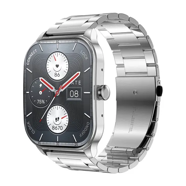 Amazfit Pop 3S Metalic AMOLED Display Smartwatch  – Color: Silver – View 1