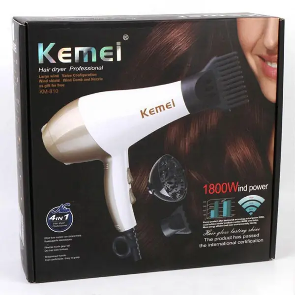 Kemei KM-810 Professional Powerful Hair Dryer-White And Golden – View 5