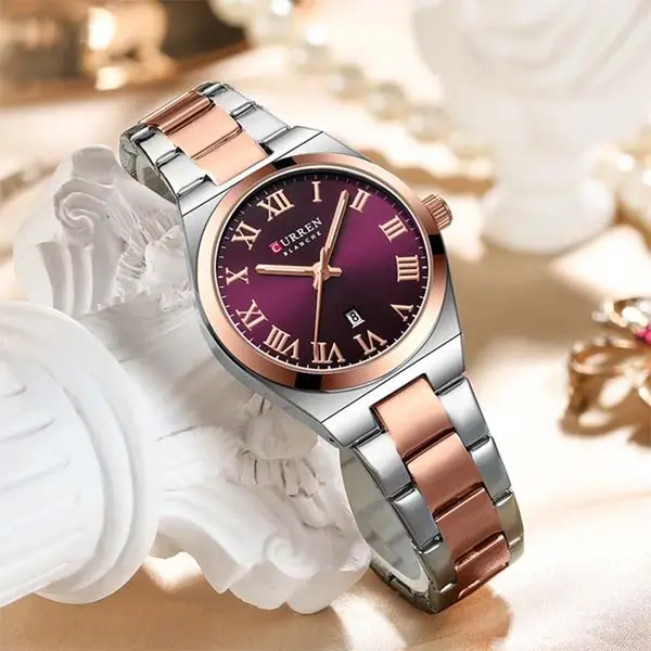 Curren 9095 Dial Quartz Elegant Stainless Steel Waterproof Women Watch – Dial Color: Rose Gold, Strap Color:  Brown  – View 4