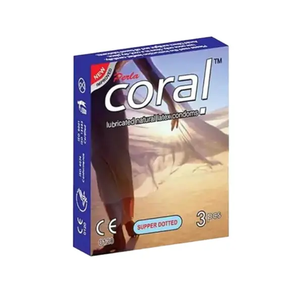 Coral Super Dotted Lubricated Condom 3's Pack – Premium Latex for Enhanced Sensation – View 2