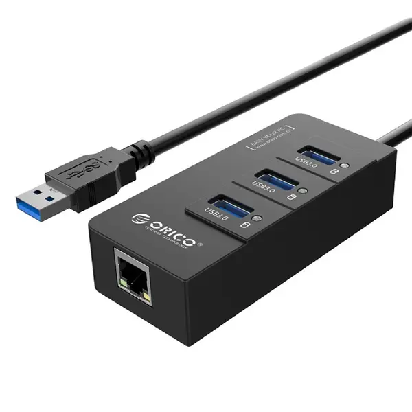 Orico HR01-U3-V1-BK USB 3.0 Hub With Gigabit Lan Adapters – View 1