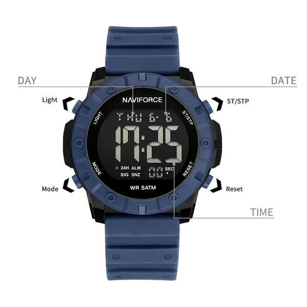 NAVIFORCE NF7110 5ATM Waterproof Luminous Sports Watch – Dial Color: Blue, Strap Color: Blue – View 4