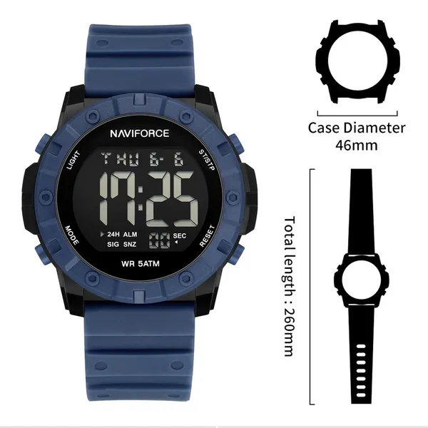 NAVIFORCE NF7110 5ATM Waterproof Luminous Sports Watch – Dial Color: Blue, Strap Color: Blue – View 5