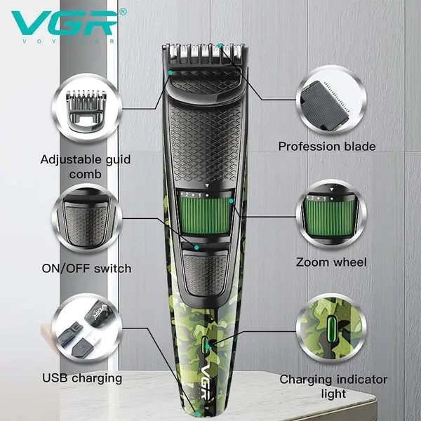VGR V-053 Professional Rechargeable Hair Trimmer For Men – View 2