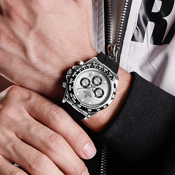 Naviforce NF8054 Sleek Metallic Luminous Men's Watch – Dial Color: Silver, Strap Color: Black – View 5