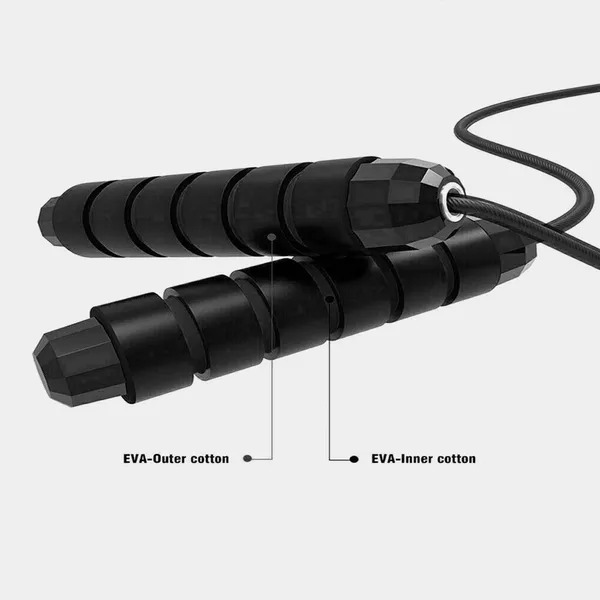 Tangle-Free Rapid Speed Durable & Adjustable Skipping Rope – Color: Black – View 3