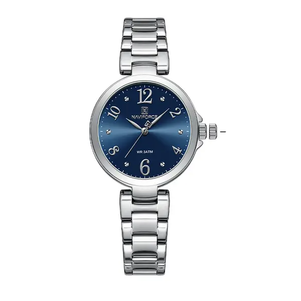 NAVIFORCE NF5031 Fashion Luxury Stainless Steel Women Watch – Dial Color: Blue, Strap Color: Silver – View 1