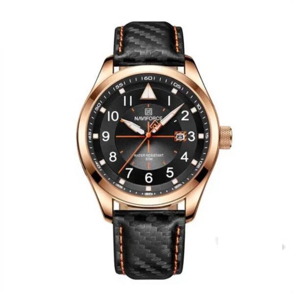 NaviForce NF8022 Fashion Sports Men's Watch – Dial Color: Rose, Strap Color: Black – View 1